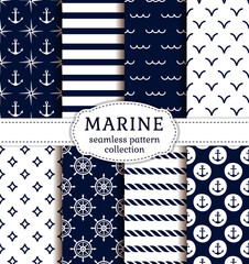Sea and nautical patterns set.