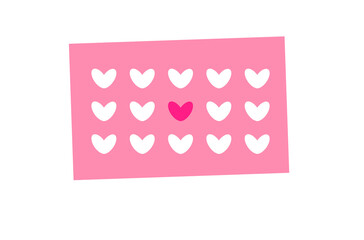 Flat illustration of a heart with different color. Ovulation concept image.