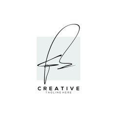 Stylish Monogram Signature Letter P Logo Design With Light Gray Square Background