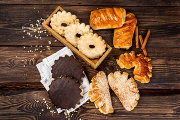 Cookies are many different types. Shot from above