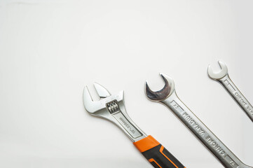 Tools on the white background, flat lay 1