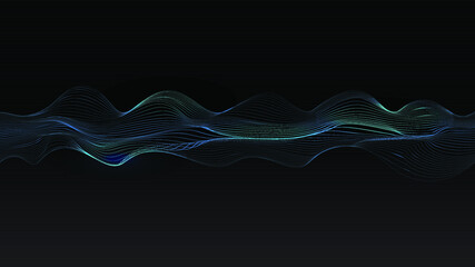 Abstract flow lines background . Fluid wavy shape .Striped linear pattern . Music sound wave . Vector illustration