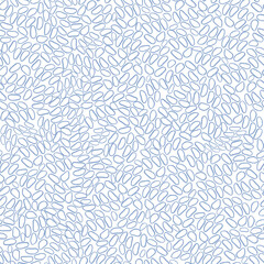 Seeds, rice, curls. Simple seamless blue and white pattern. Scandinavian style, design for wallpaper, fabric, textile,wrapping paper. Coloring page, book.