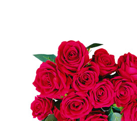 Bouquet of red roses on white background, for valentines festival