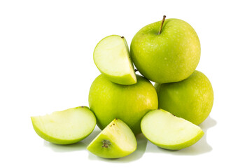 green apples  on white background