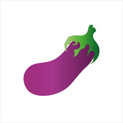 Purple eggplant isolated on a white background. Vector illustration in flat style.
