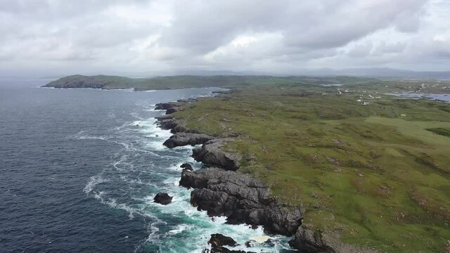 Aerial view of the coastline at Daros in County Donegal - Ireland.