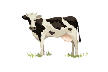 black and white cow. Vector illustration on the theme of dairy products and livestock, watercolor style.