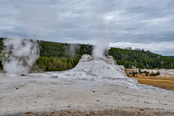 Old Faithful Geyser In Yellowstone National Park