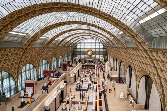 Paris, France - September 20, 2018: View of Orsay Museum main hall with its famous clock.