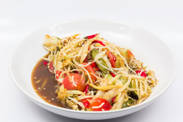 Papaya Salad on a white background