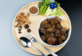 Braised pork belly in a bowl, a famous Thai food called Pa-Lo Thai Braised Pork Belly.