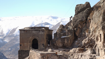 Vardzia cave monastery in the Erusheti Caucasus Mountains in Georgia, Europe.