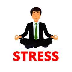 Man is meditating over stress