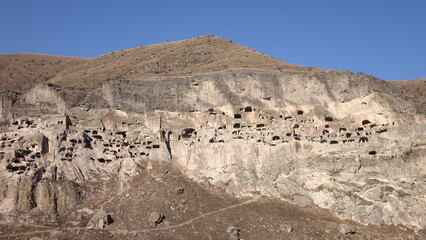 Fototapeta na wymiar Vardzia cave monastery in the Erusheti Caucasus Mountains in Georgia, Europe.
