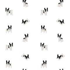 Cartoon happy French bulldog - simple trendy pattern with dogs. Flat vector illustration for prints, clothing, packaging and postcards. 