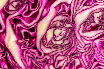 Obraz premium Red cabbage close-up. Vegetable background. Sectional cabbage. Diet.