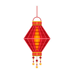 Lantern of chinese cartoon vector icon.Cartoon vector illustration red lamp. Isolated illustration of red lantern chinese icon on white background.