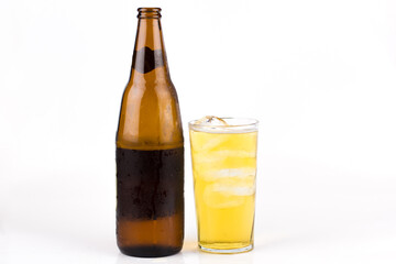 Beer glass with ice
