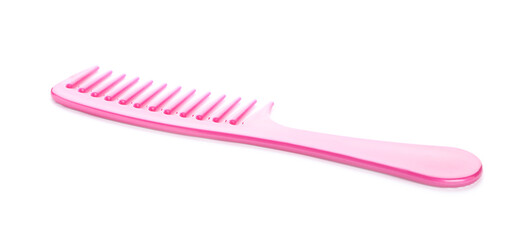 New pink hair comb isolated on white