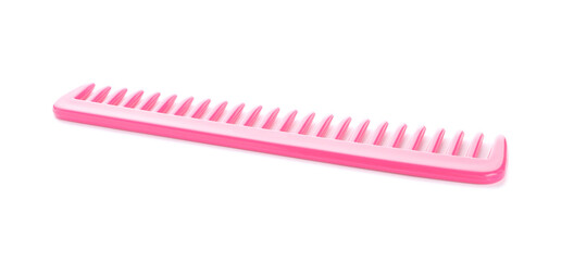 New pink hair comb isolated on white