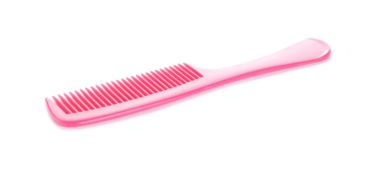 New pink hair comb isolated on white