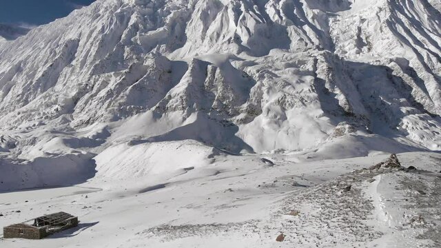 Panoramic shot around Tilicho lake in Nepal.