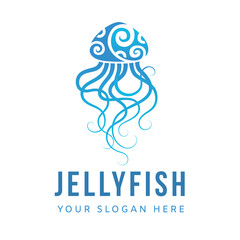 Jellyfish logo graphic design concept. Editable sea jellyfish element, can be used as logotype, icon, template in web and print	
