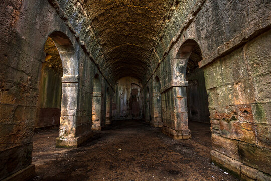 Ancient Roman cisterns at the ancient city of Aptera, in Chania region, Crete island, Greece.