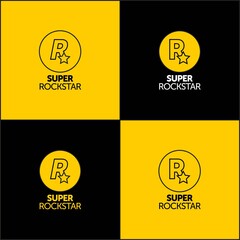 ROCKSTAR community logo design. for your businness, print and logotype. vector icon letter r