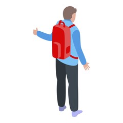 Student hitchhiking icon. Isometric of student hitchhiking vector icon for web design isolated on white background