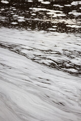 Foam in water surface at river