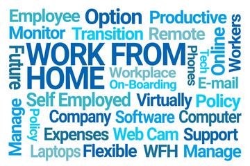 Work From Home Word Cloud on White Background