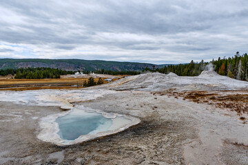 blue water hot spring in yellowstone national park