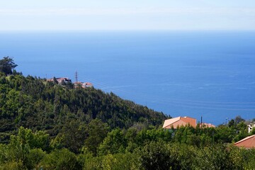 Sonniger Panaromablick von Funchal über den Atlantik