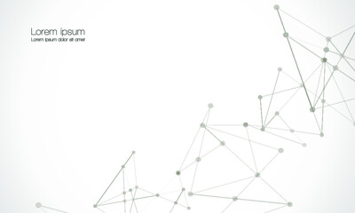 Abstract technology Network nodes, digital connection background with polygonal shapes on white Vector.  science technology, data structure, connected points, web.
