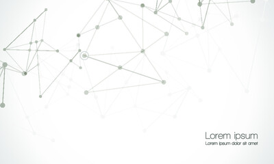 Abstract technology Network nodes, digital connection background with polygonal shapes on white Vector.  science technology, data structure, connected points, web.