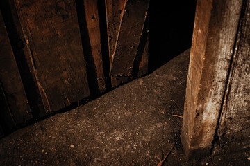 Dark old basement in the building - scary place