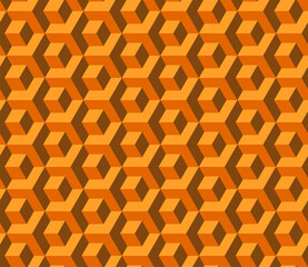 Abstract cube pattern in editable vector format. Seamless Cubes Pattern. Orange color. 3D vector background. Modern stylish texture.
