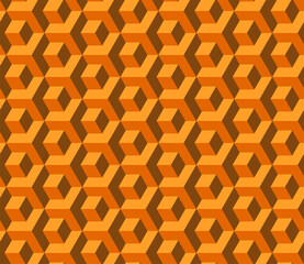 Abstract cube pattern in editable vector format. Seamless Cubes Pattern. Orange color. 3D vector background. Modern stylish texture.