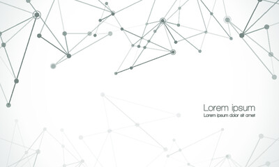 Abstract technology Network nodes, digital connection background with polygonal shapes on white Vector.  science technology, data structure, connected points, web.