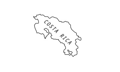 Costa Rica map outline country vector illustration