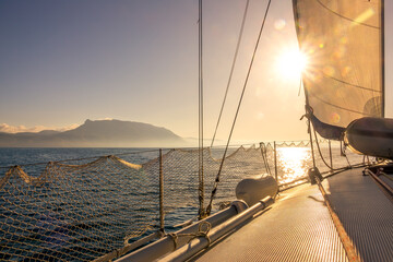 Sunny Weather on the Deck of a Sailing Yacht