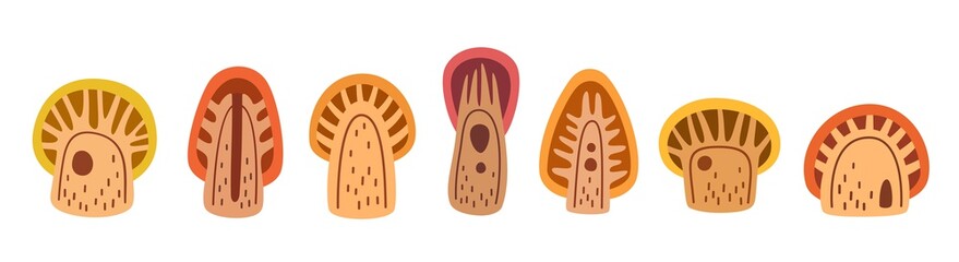 Autumn trees collection, flat vector stock illustration. Forest woodland red tree icon set clip art, childrens style print for nursery.