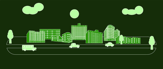 illustration in style of flat design on the theme of cityscape.