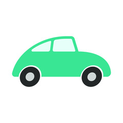 Car icon. Cute cartoon style automobile vector image. Comic transport logo. Funny vintage auto vehicle symbol sign. Black silhouette isolated on white background.