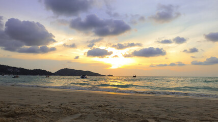 Sunrise on the tropical beach. Andaman sea