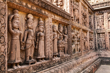 Beautiful carved wall of Syamji ki Chhatri, A 17th century heritage monument. Narsinghgarh, madhya pradesh.