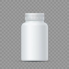 White plastic bottle for medicine pills and vitamin