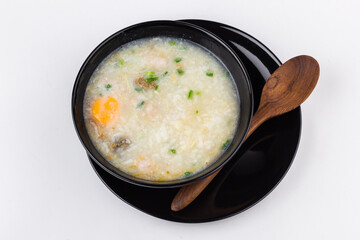Boiled rice pork or mush for thai style breakfast
